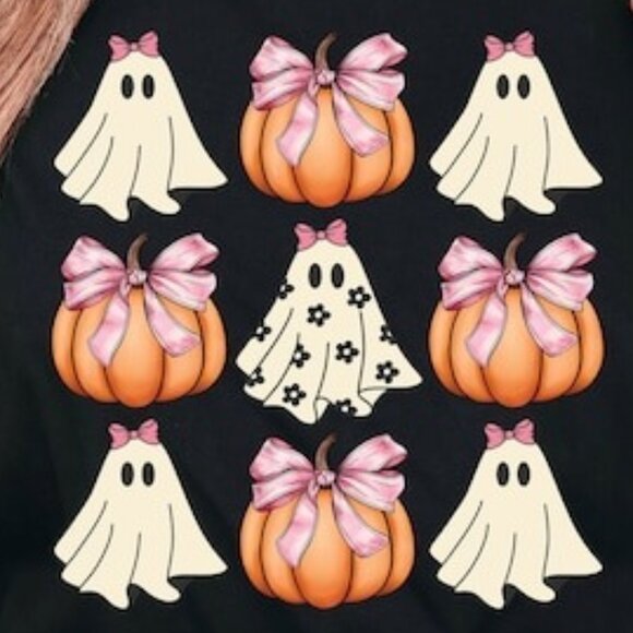Coquette Halloween Pumpkin Shirt, Coquette Bow Shirt, Halloween Shirt - Picture 2 of 4